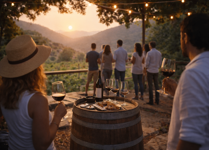 Cata de vinos en Salamanca al atardecer en viñedos de la Sierra de Francia